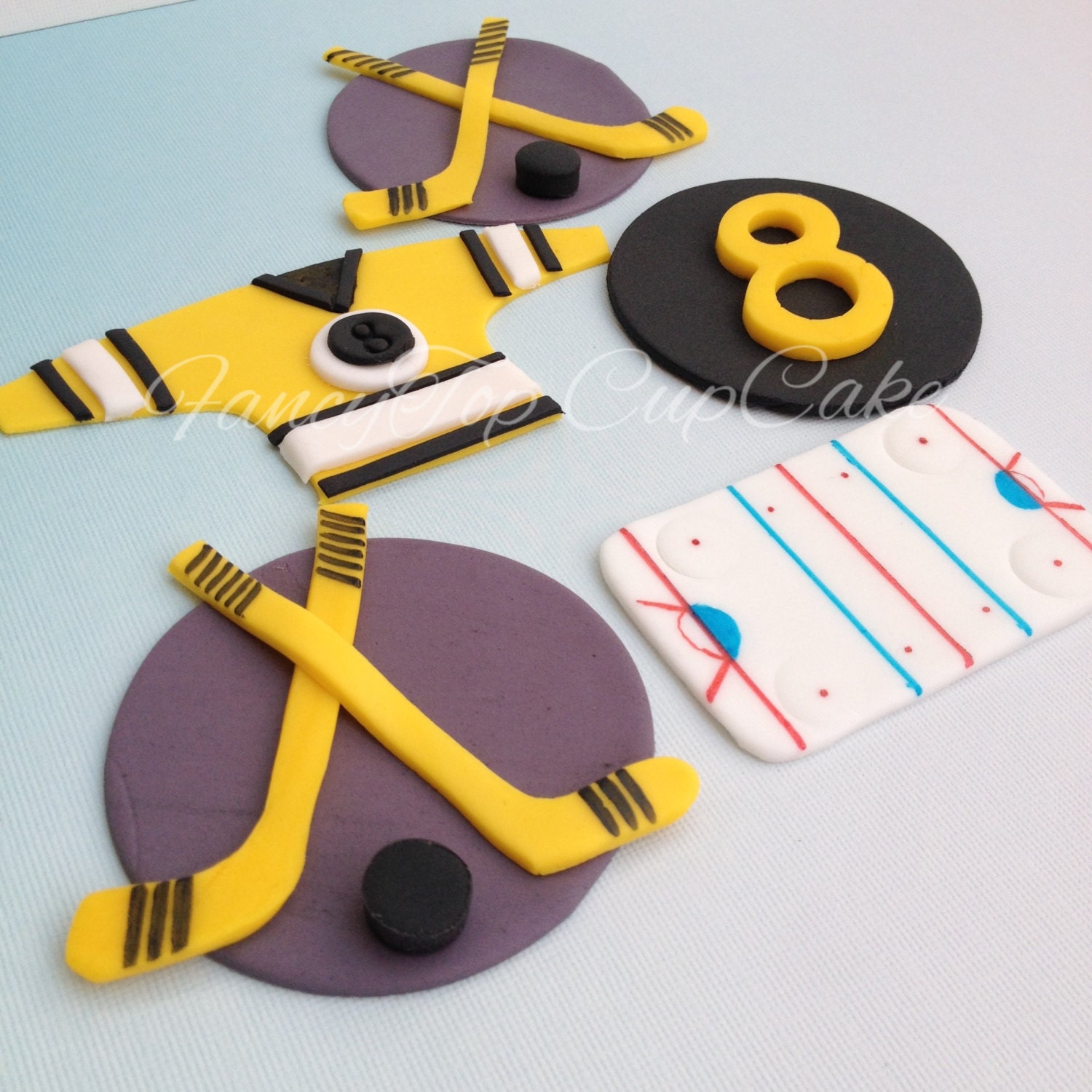 Hockey handmade edible fondant cupcake toppers made by Etsy