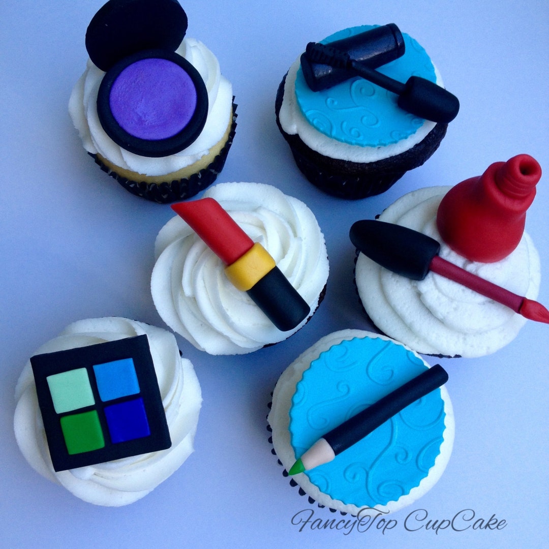 Makeup Edible Fondant Cupcake Toppers qty. 10 Made by Etsy