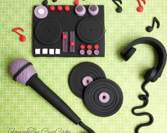 Disc Jockey fondant Cake toppers made by FancyTopCupcake