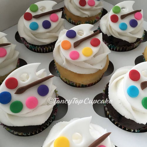 Fondant Cupcake Toppers Artist Palette Etsy