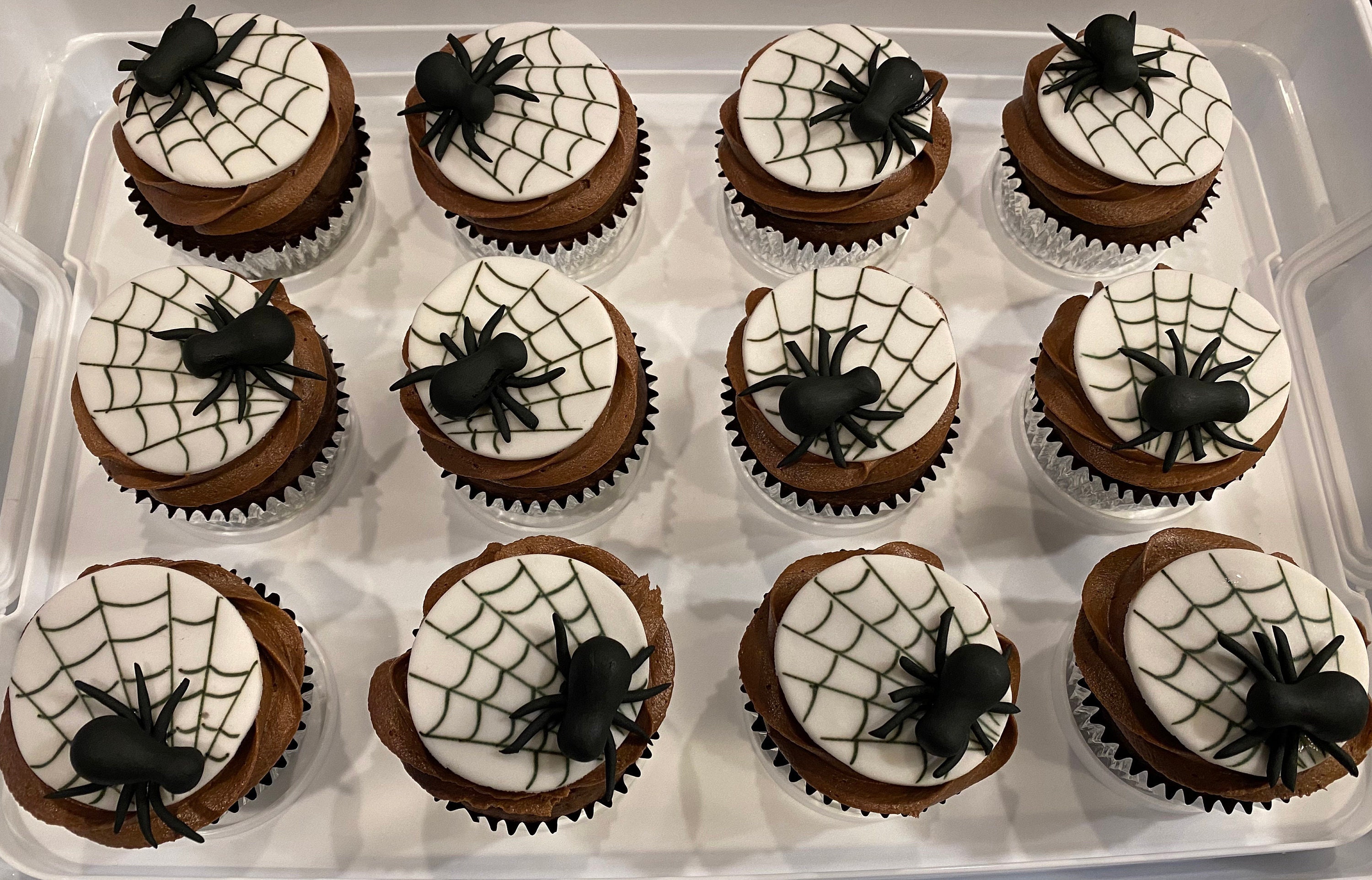Halloween 10 Spider With Web Handmade Edible Fondant Cupcake pic