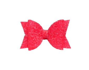 Neon Pink Glitter Hair Bow