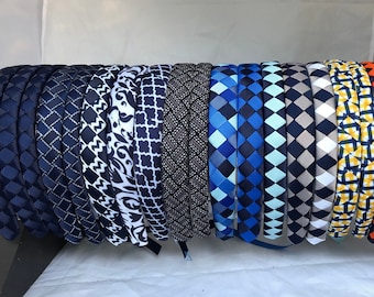 Wide headband- dark blue headband- headbands for girls- headband for women- school uniform- plaid headband- yellow gold red white plain
