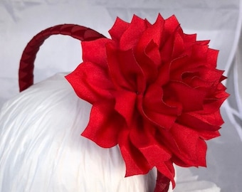 Christmas headband- red Flower headband-  school uniform headband- headbands for girls- headband for women- July 4th headband- poinsettia