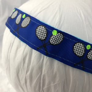 Blue tennis Stretch non slip Headband- Athletic sport elastic headband- tennis team gift accessory