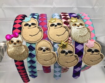 sloth headband, headbands for girls, headband for women, sparkle crown sloth