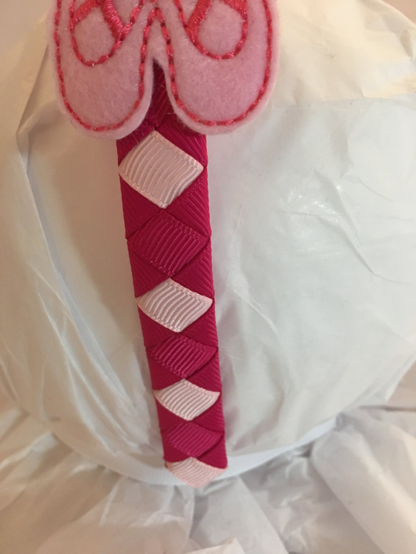 headband- ballet headband - pink ballet slippers- pink headband- ballet slippers- gift for girl- stocking stuffer- ballet- balle