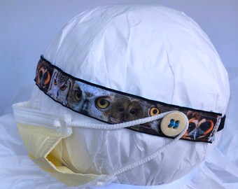 Ear saver for face Mask- button headband for masks- male nurse headband- Non Slip headband- face mask headband- owl headband