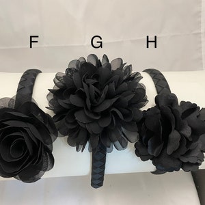 black flower headband- headbands for girls- headband for women- black wedding- funeral headband