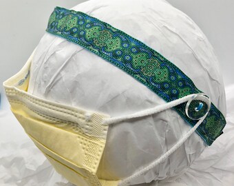 button headband for masks- ear saver for face masks- nurse headband- Non Slip headband- face mask headband- green medallion headbands