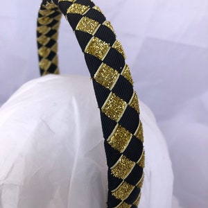 Wide Headband black and gold headband headband for women headbands for girls football headband school uniform headband image 6