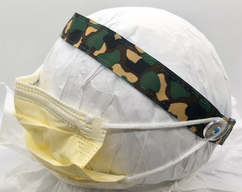 Ear saver for face Mask- button headband for masks- male nurse headband- Non Slip headband- face mask headband- camo headbands- camouflage