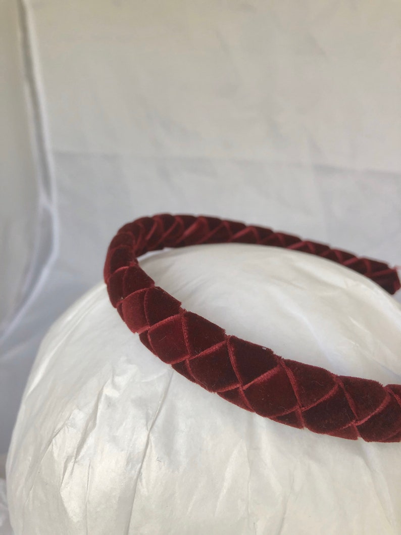 Velvet Headband Burgundy Headband Narrow Headband Headbands Etsy