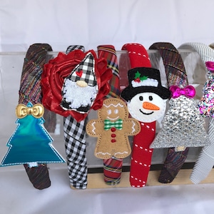 Christmas headband- Plaid headband- santa headband- headband for women- headbands for girls- gnome tree gingerbread reindeer