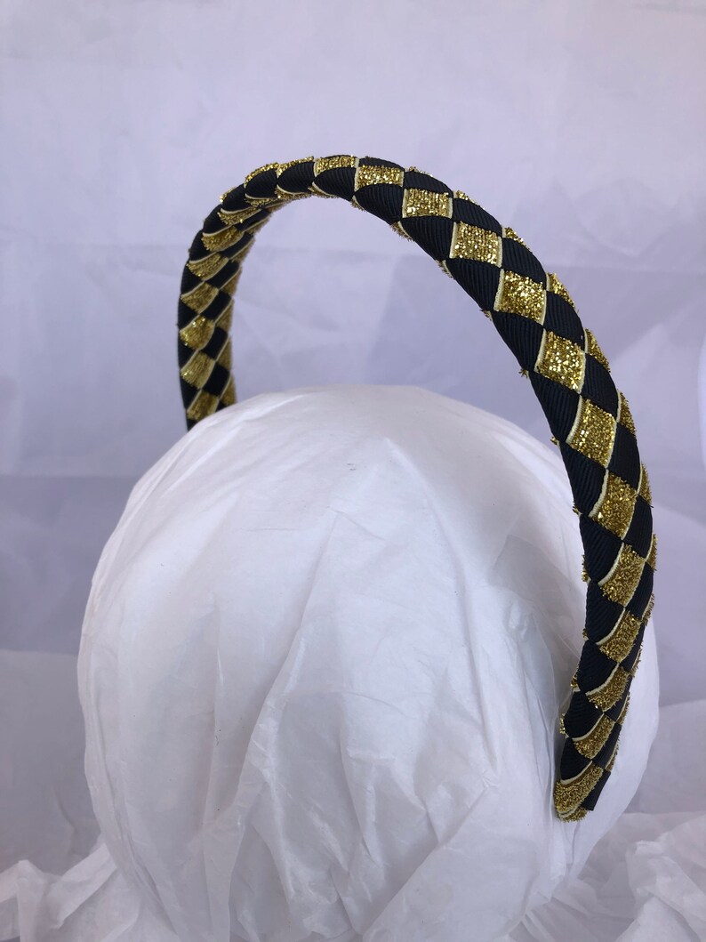 Wide Headband black and gold headband headband for women headbands for girls football headband school uniform headband image 3