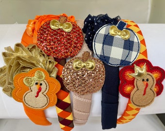 Thanksgiving headband- turkey headband- pumpkin headband- headbands for girls- headband for women- Halloween headband-pumpkin patch