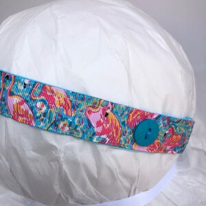 Button headband Mask headband nurse headband Non Slip headband headbands with buttons for masks stretch flamingo headband women girls Teal