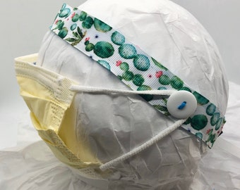 Cactus headband- button headband for face masks- ear saver for face masks- nurse headband- Non Slip headband- face mask headband