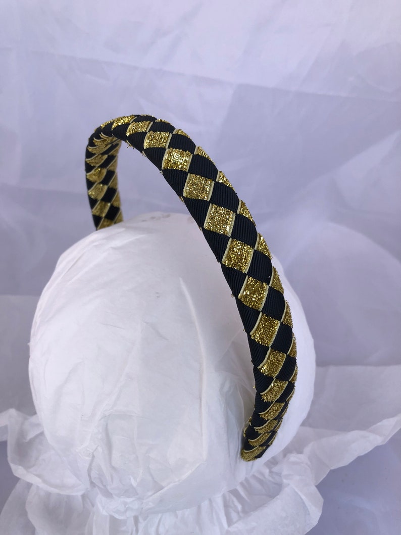 Wide Headband black and gold headband headband for women headbands for girls football headband school uniform headband image 5