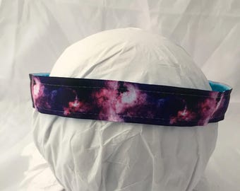 galaxy headband- celestial athletic running  stretch elastic sport headband space astronaut planet astronomer hair accessory
