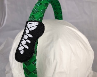 Irish Dance wide headband- ghillie soft shoe green black gift hair accessory women girls