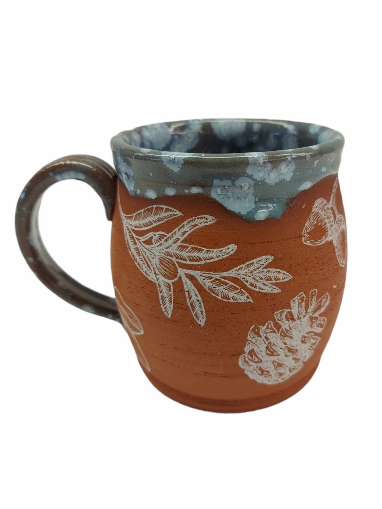Pottery Mug Red Clay with Glaze Drip & Forest Designs by Etsy