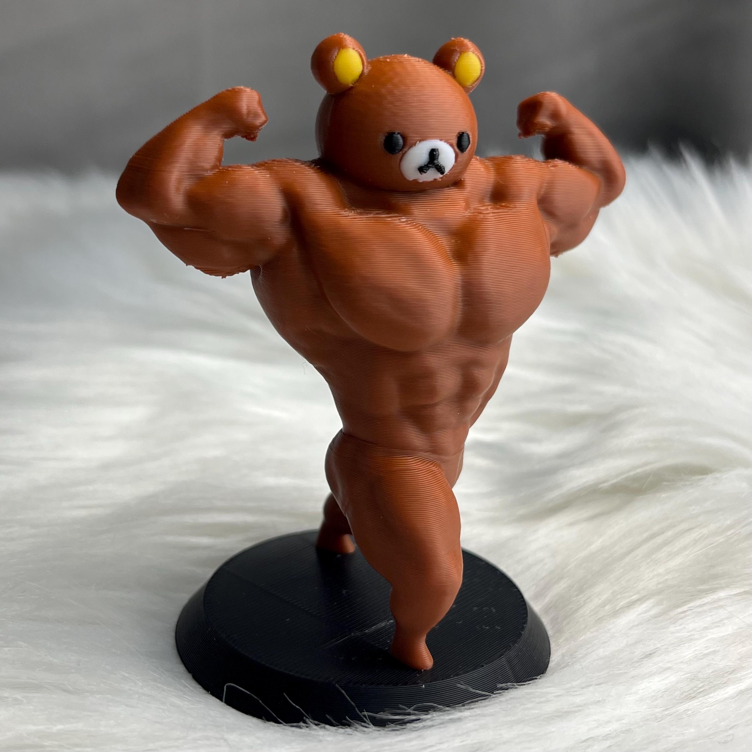 Swole Buff Kuma Brolic Muscles Rilakkuma Bear Figurine Gift for