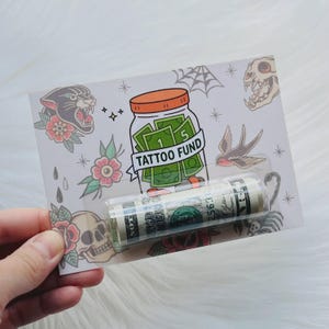 Tattoo Fund Cash Birthday Money Kit Gift Greeting Card Thank You Surprise Bill Holder Emergency Fund Best Friend Boyfriend Girlfriend