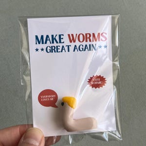 President Donald Trump Cute Mini Worm Figurine Charm Funny Gag Gift Ornament Present Prank Anti Pro POTUS Board Game Piece Collectible MAGA