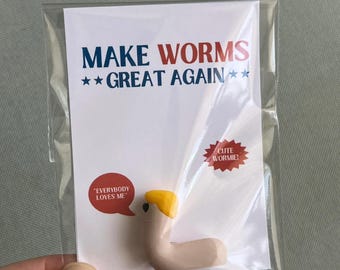 President Donald Trump Cute Mini Worm Figurine Charm Funny Gag Gift Ornament Present Prank Anti Pro POTUS Board Game Piece Collectible MAGA