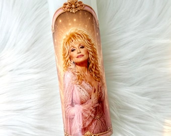 Handmade Saint Dolly Celebrity Devotional 8” Prayer Candle for Tribute Ofrenda Shrine Collectible Girlfriend Gift Halloween Day of the Dead