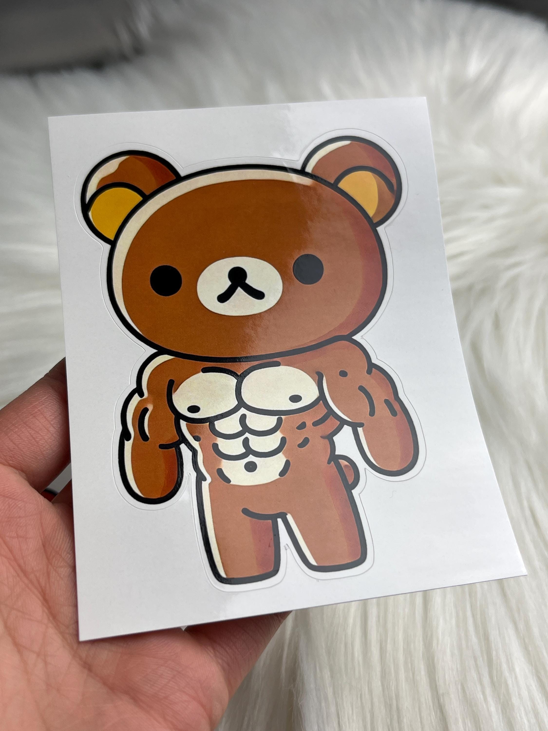 Buff Kuma Sticker for Laptop Bottles Bikes Windows Luggage Suitcase Notebook Meme Sticker Kawaii Cute Bear Decal Rilakkuma