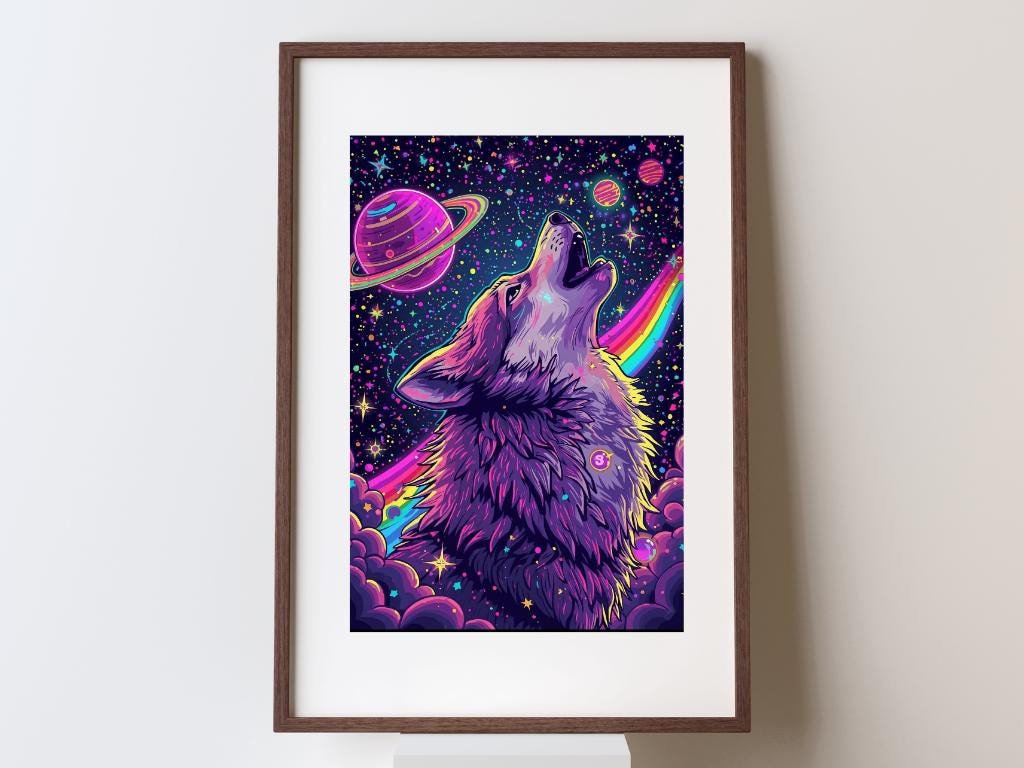 Space Wolf Instant Download - Lisa Frank Inspired - Etsy