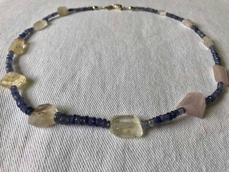 Tanzanite and multi colour kunzite crystalline nuggets