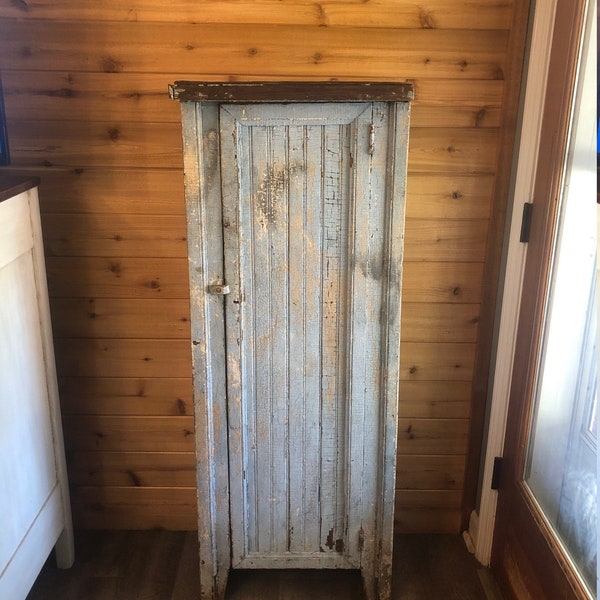 Reserved for Sharon - Primitive Antique Chimney Cupboard Wood Cabinet with Shelves Rustic