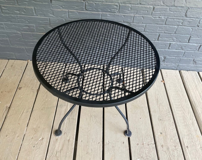 Vintage Round Wrought Iron Patio Side Table Etsy