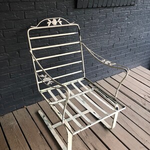 Vintage Salterini Wrought Iron Bouncer Armchair Floral Motif Mid Century