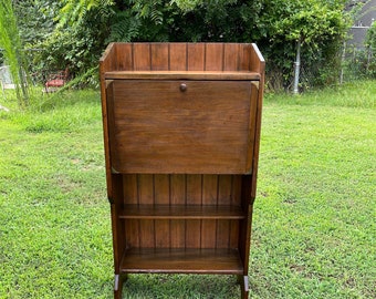 Antique Vintage Farmhouse Secretary Desk Bookcase Cabinet