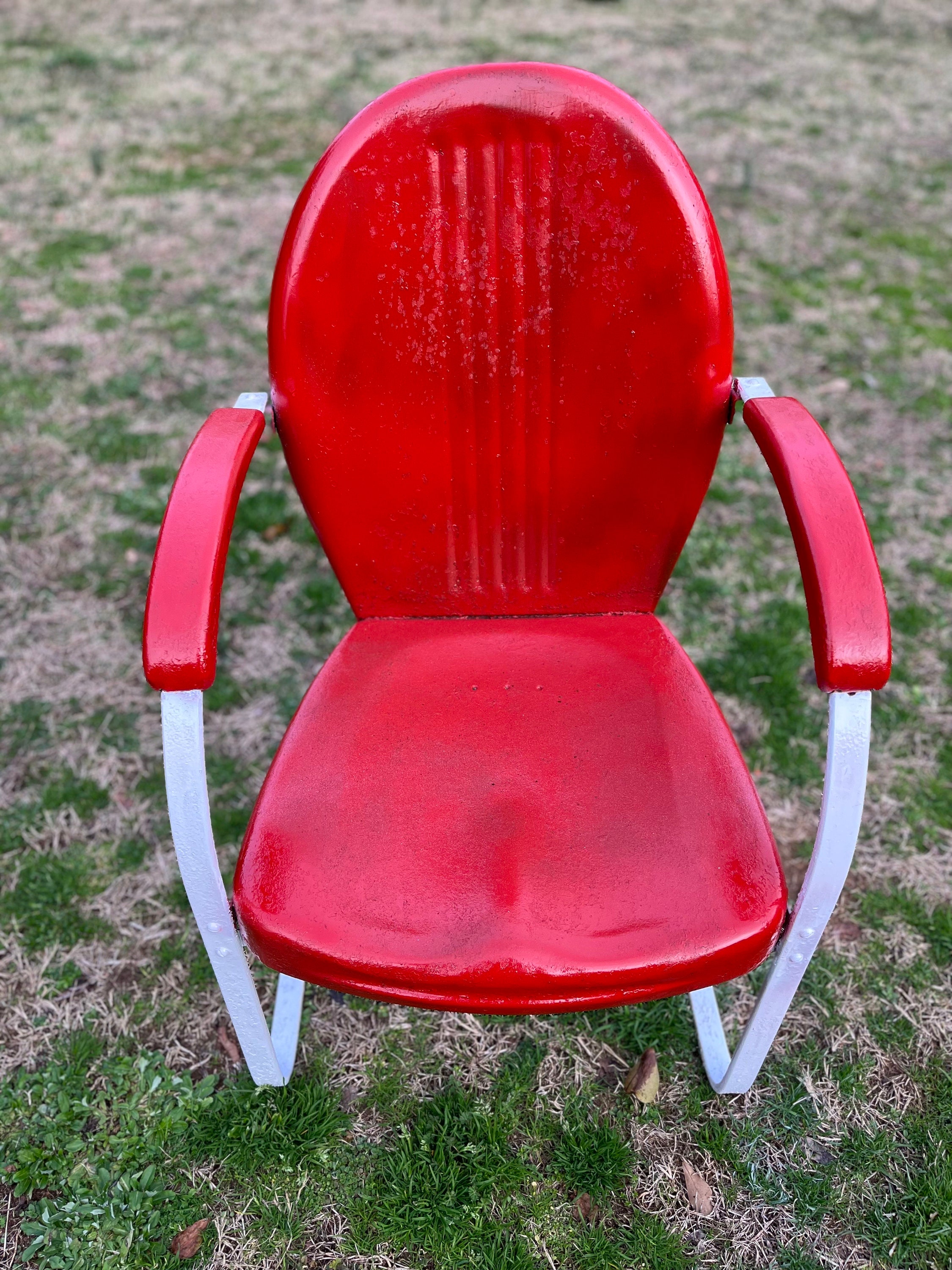Vintage Set of Two 2 Mid century Steel Metal Patio Chairs Spring