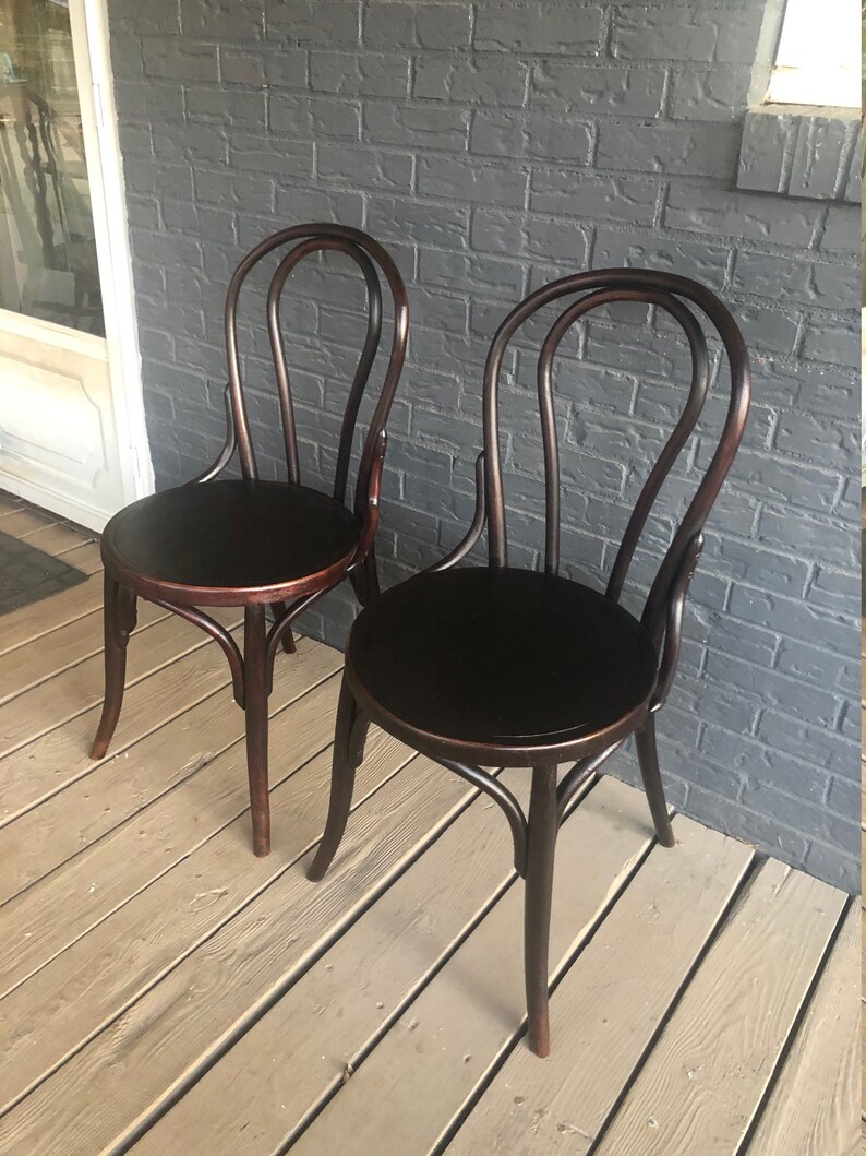 Set of 2 Two Vintage Thonet Style Bentwood Cafe Chairs Bistro | Etsy