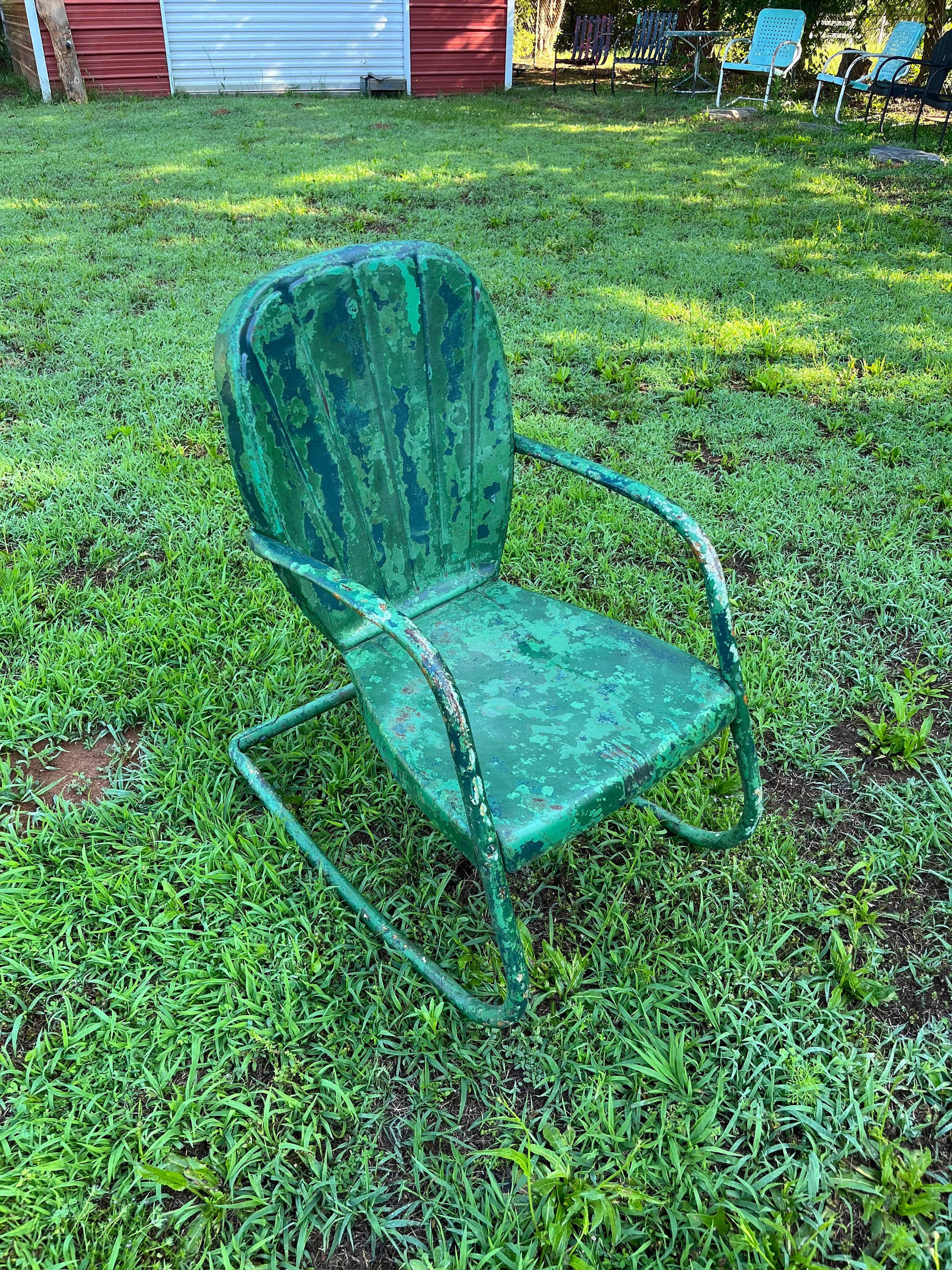 Vintage Metal Motel Patio Rocker Mid Century
