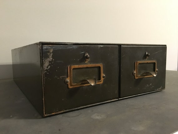 Vintage Yawman Erbe Card File Two Drawer Metal Cabinet Etsy