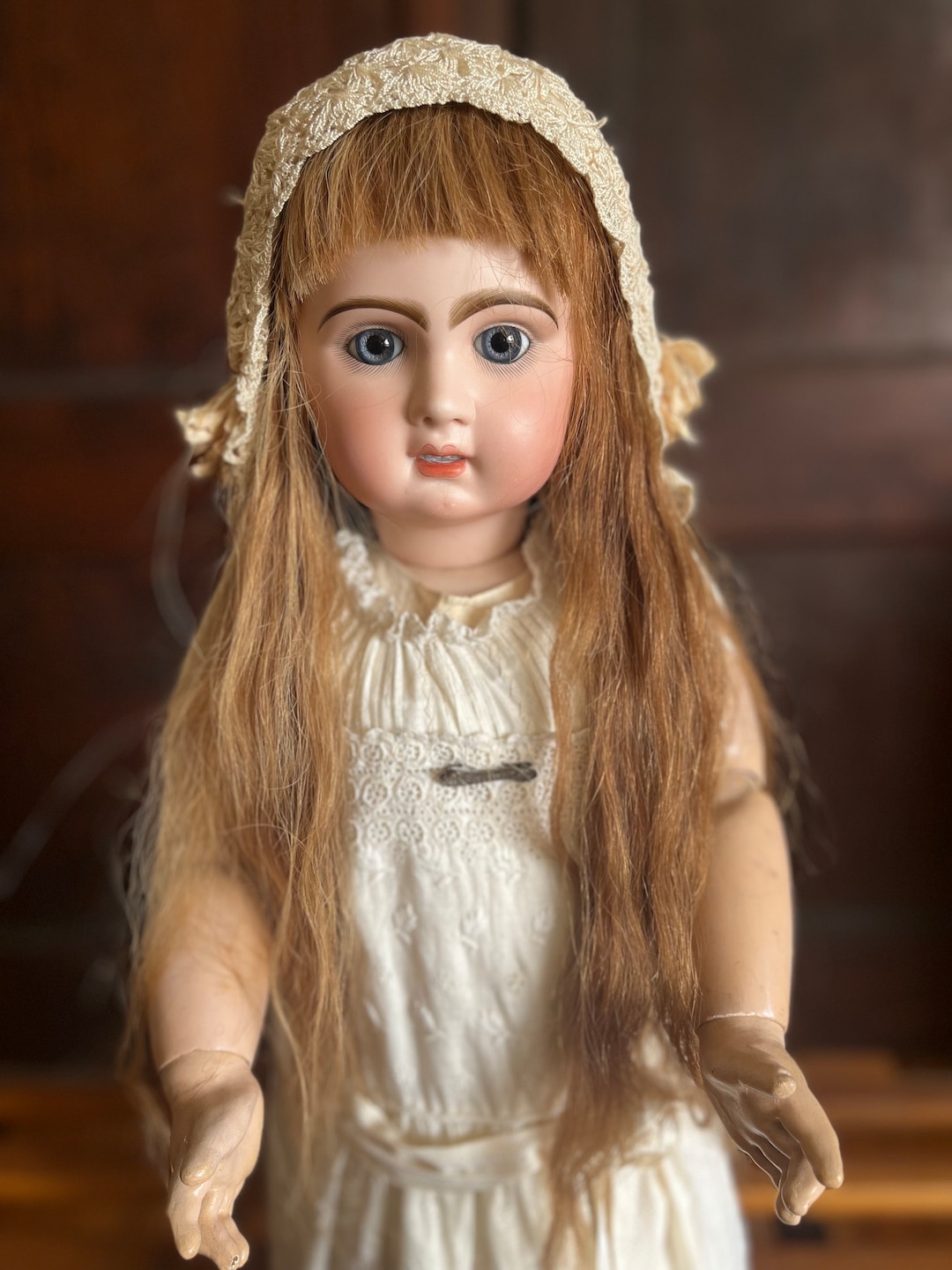 Antique Bebe Jumeau Size 12 Open Mouth and Blue Eyes 27