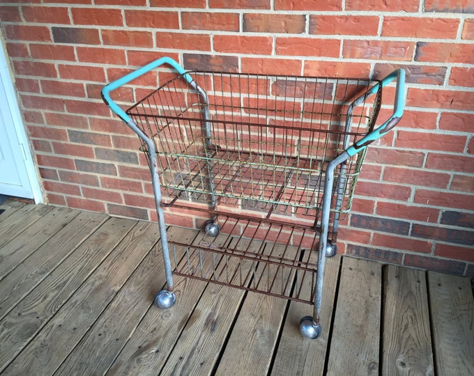 Vintage Industrial Rolling Laundry Cart Flower Cart Bar Cart Etsy