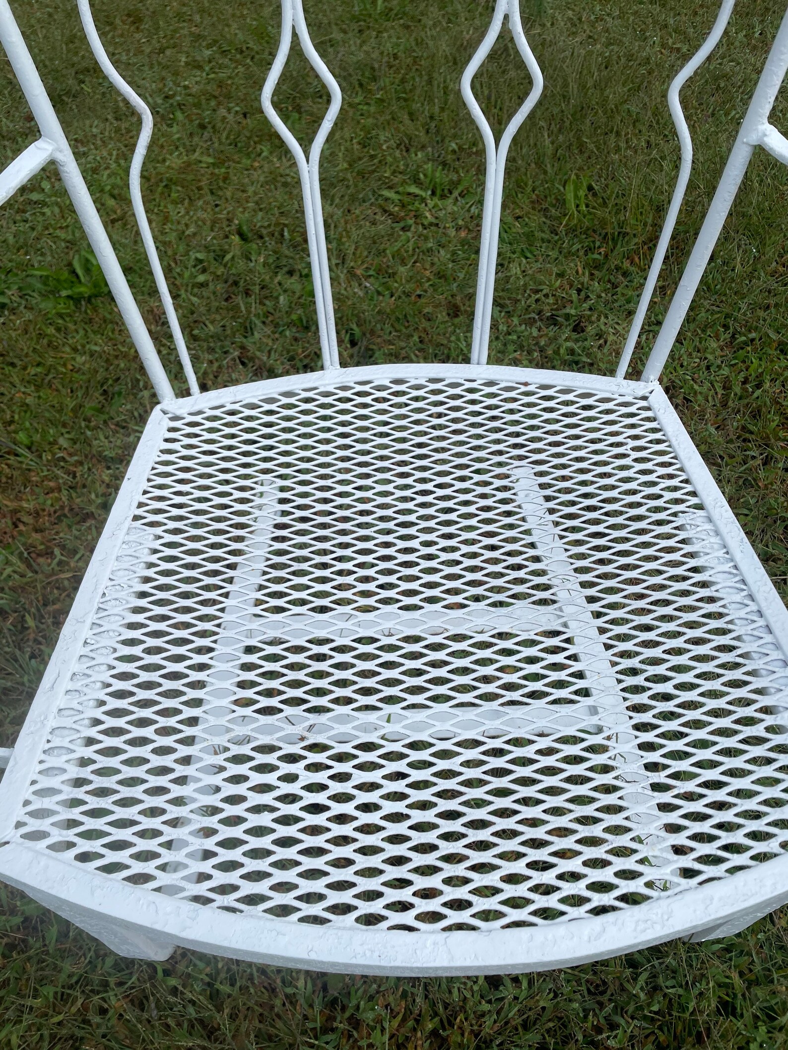 Vintage Patio Wrought Iron Bouncer Chair Cantilevered White Etsy