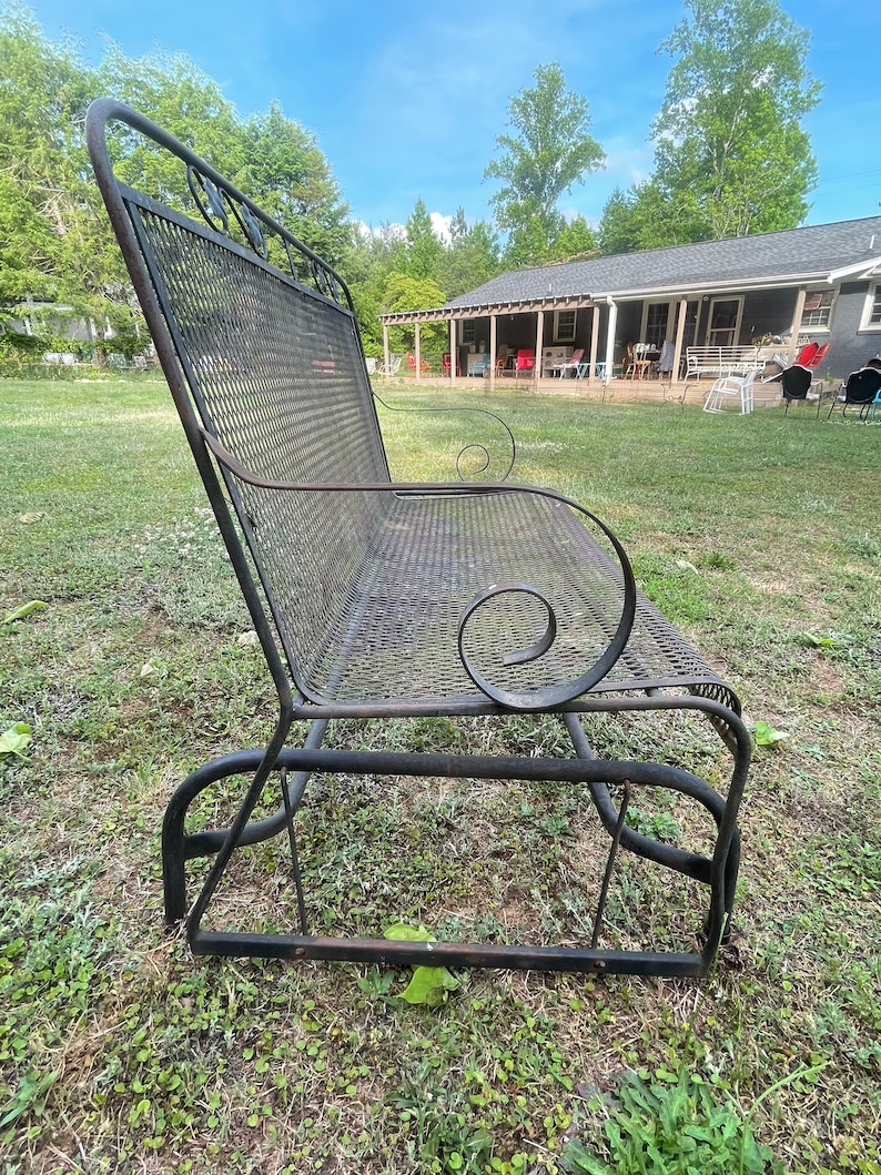 Vintage Salterini Wrought Iron Glider Maple Leaf Pattern Etsy