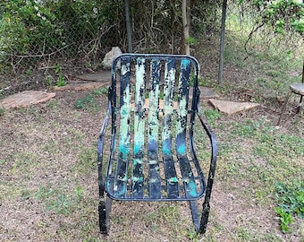 Vintage Steel Metal Cantilevered Bouncer Arm Chair Mid Century Patio Swing Chair