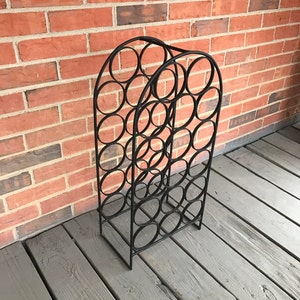 Vintage Arthur Umanoff Black Iron Wine Rack 17 Bottles Mid Century