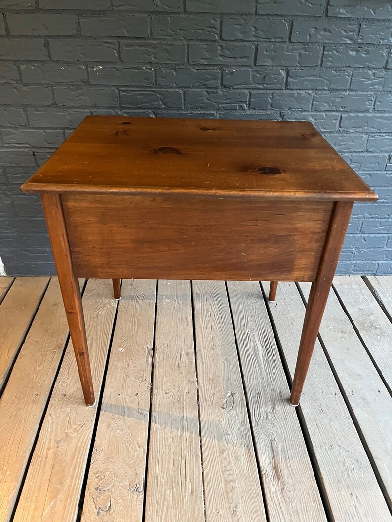Vintage Antique Pine Wood Two Drawer Stand Side Table Etsy