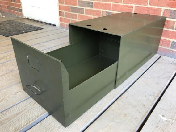 Vintage Metal File Drawer Side Table Industrial Decor Rustic Etsy